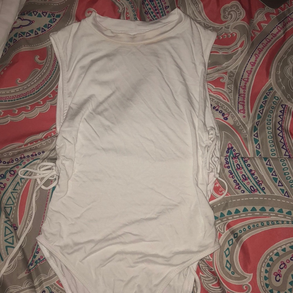 White bodysuit high neck